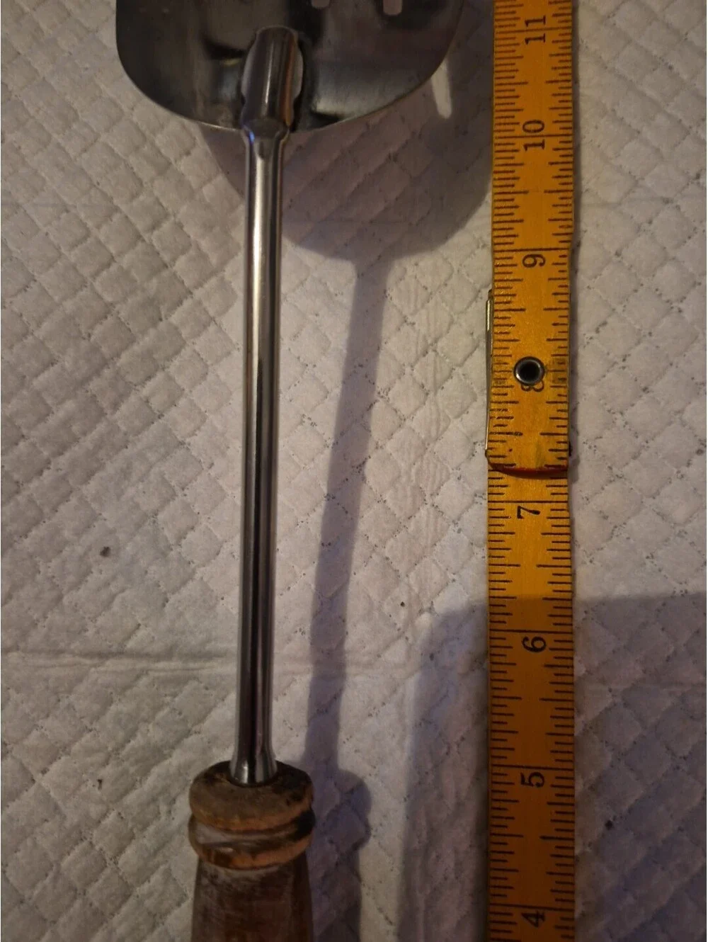 Vtg Ekco Angled Slotted Spatula Flipper Stainless Round Wood Handle USA 14